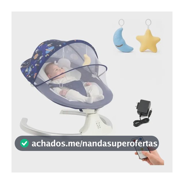 Cadeira De Balanco Bebê Elétrica Musical Controle Azul