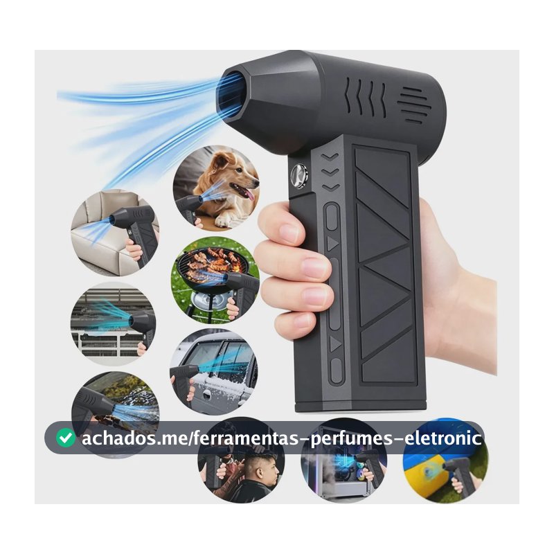 Mini Soprador Turbo Sem Fio Super Potente E Multiuso: Ideal para limpeza profunda de carros, remoção de poeira em teclados e computadores, secagem rápida de pelos e soprador de carvão para churrascos.