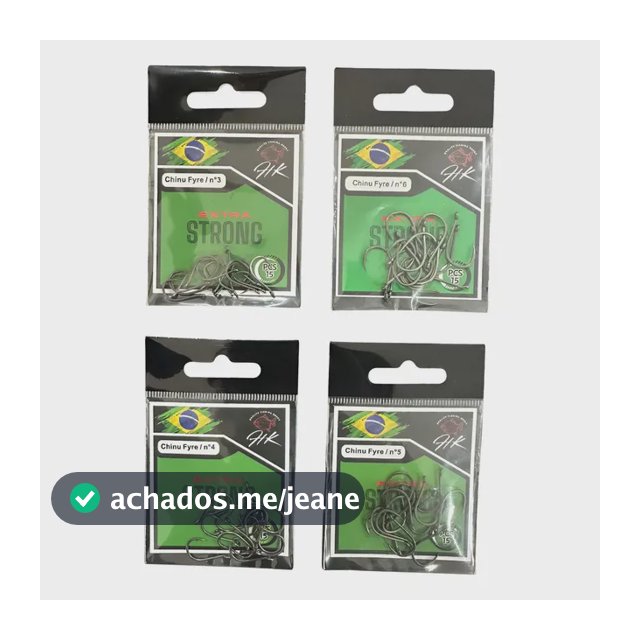 Anzol Hk Kit 4 Cartelas Com 15 Unid Cada N 3-4-5-6 Reforcado