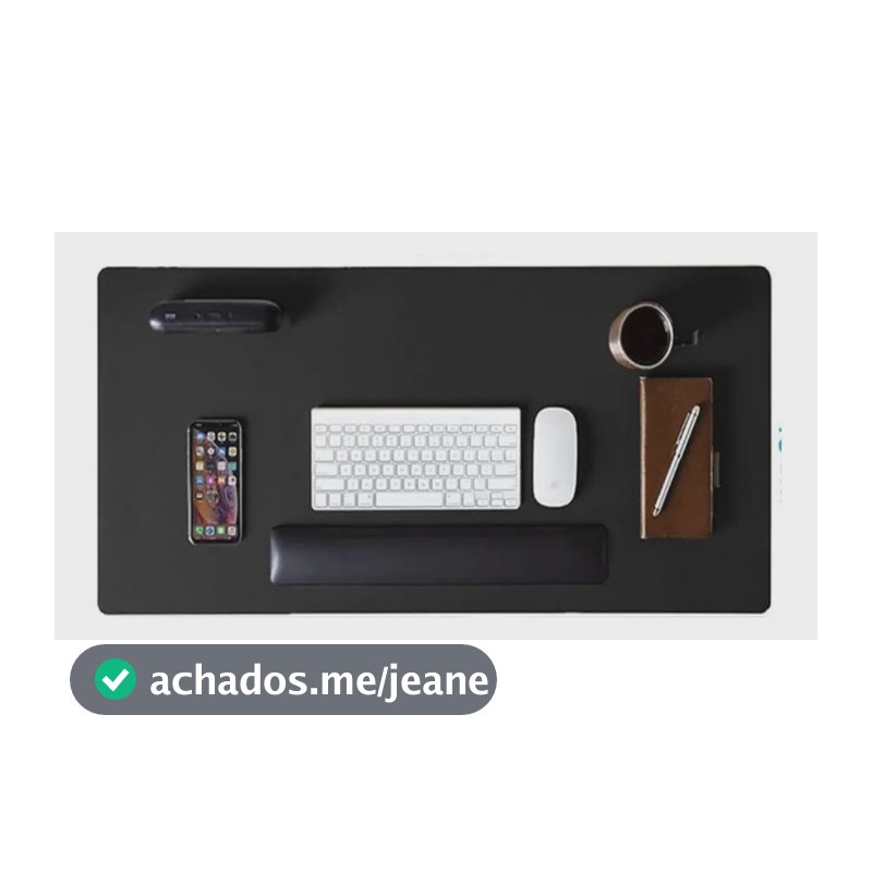Mousepad Extra Grande Preto 90x40 cm Deskpad Couro Antiderrapante Mesa Computador Notebook - KingPad