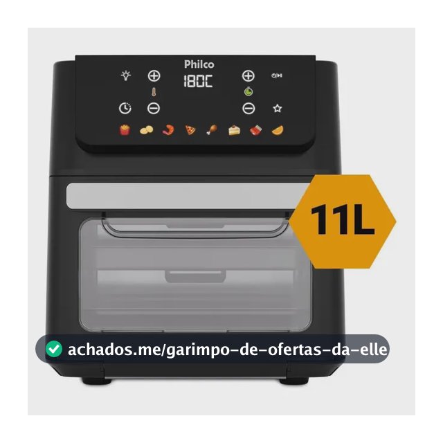 Fritadeira Air Fryer Oven 11 Litros 1800w 8 Funções Philco PAF11B