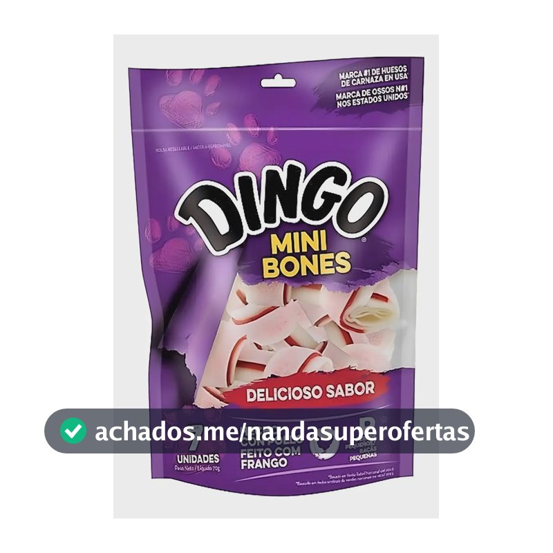 Osso Dingo Para Cães Original Mini Bones Com Frango - 7 Un
