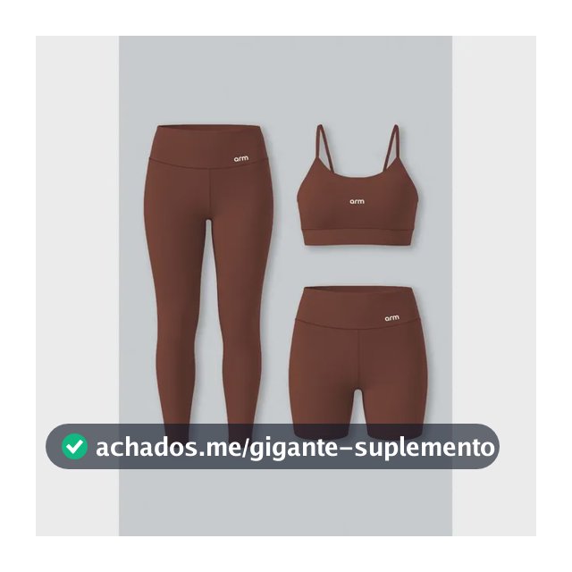 Kit Conjunto Fitness Legging E Short Powerslim + Top Alça Avelã Liso M - M