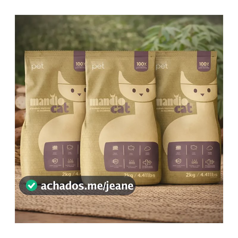 3 Pacotes Areia Granulado Higiênica Para Gatos Mandiocat 6kg