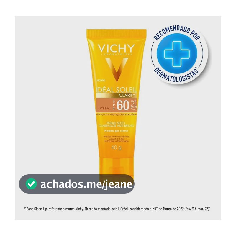 Protetor solar Fps60 Idéal Soleil Clarify cor morena Vichy
