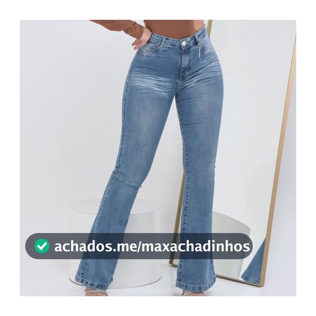 Calça Jeans Flare Feminina Cintura Alta Elastano Blogueira