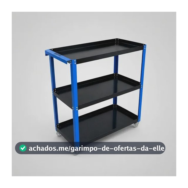 Carrinho De Ferramentas Aberto Forte P/ Mecânico Organizador Preto E Azul