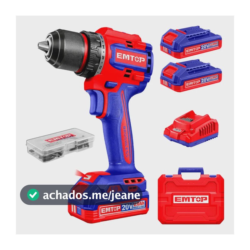 Parafusadeira E Furadeira Sem Fio Brushless 50nm 20v 2x 2ah Azul 20v