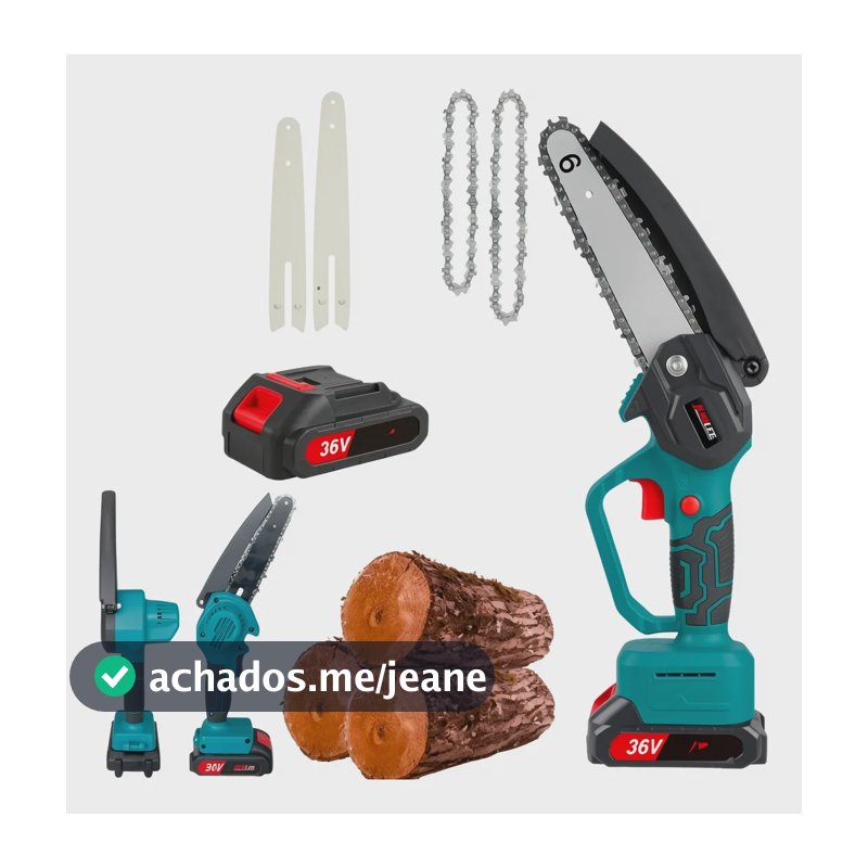 Mini Motosserra Eletrica 36v Leve E Portatil 4 E 6 Polegadas Azul-celeste 127/220v