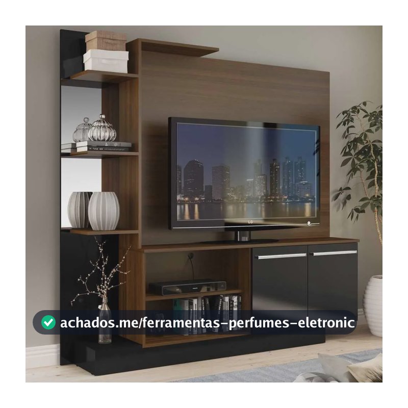Estante Tv 55 C/ Espelho Denver Multimóveis Mad/preto