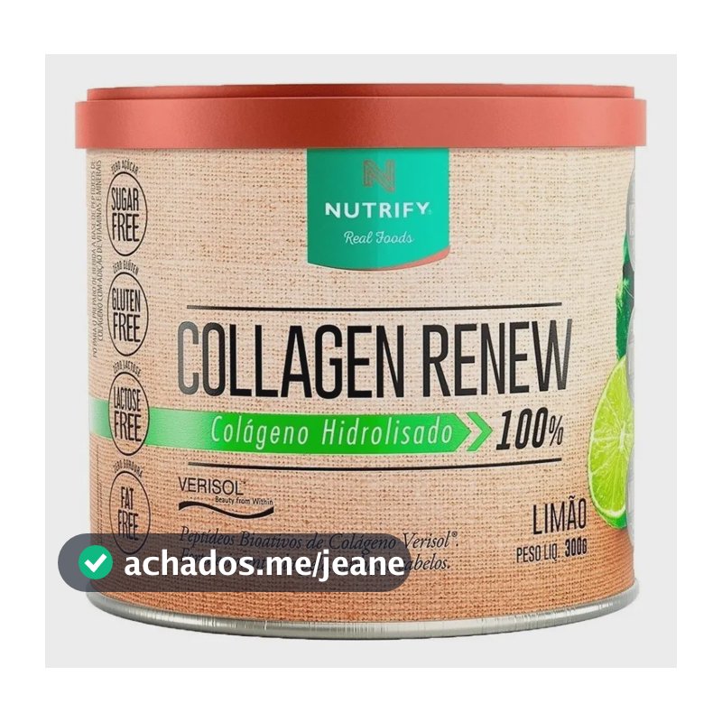 Colágeno Hidrolisado Nutrify Collagen Renew Sabor Limão de 300g