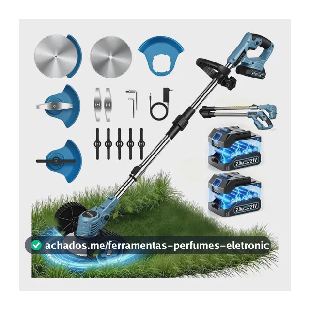 Roçadeira Elétrica Sem Fio 18500rpm 21v Para Jardim Dobevi 127/220v Azul-aço