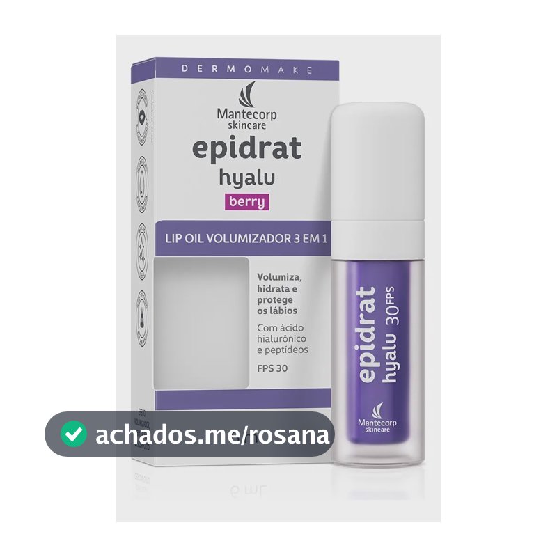 Lip Oil Labial Mantecorp Epidrat Hyalu Berry Volumizador com Ácido Hialurônico e FPS 30 16g