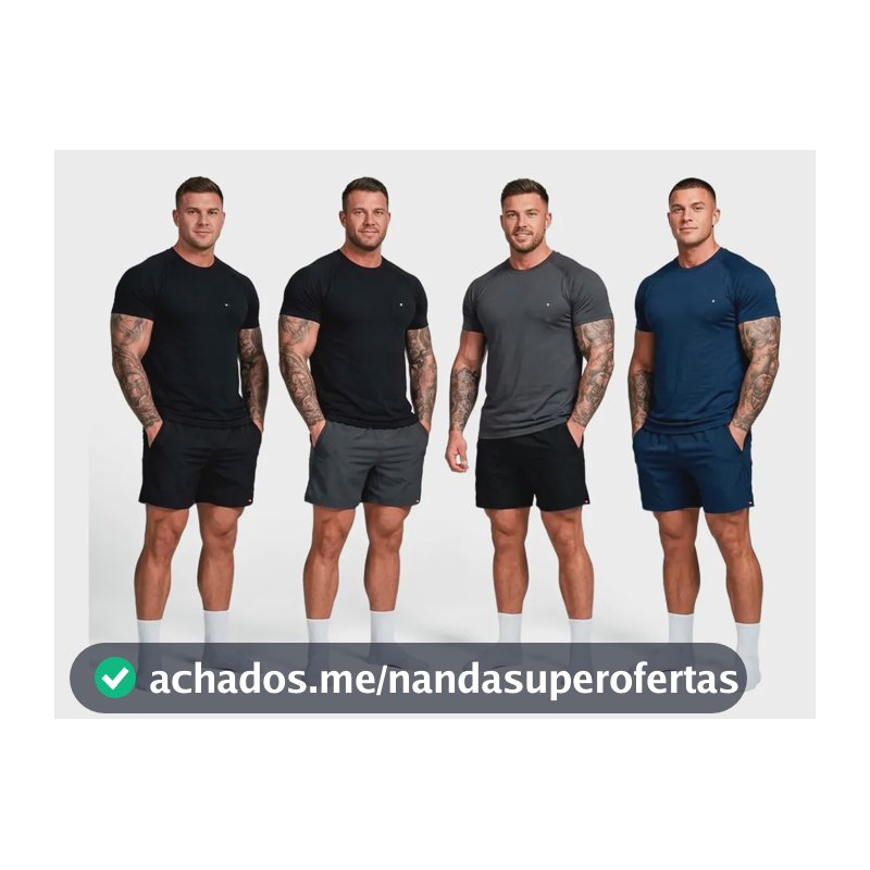 Kit 8 Peças Dry Fit 4 Camisetas + 4 Shorts Academia Sandrini Sortidos Liso Gg