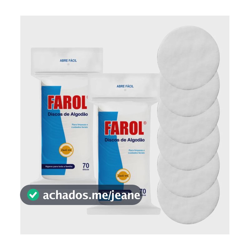 Kit 140 Discos De Algodão Dupla Face Ultra Absorvente Farol