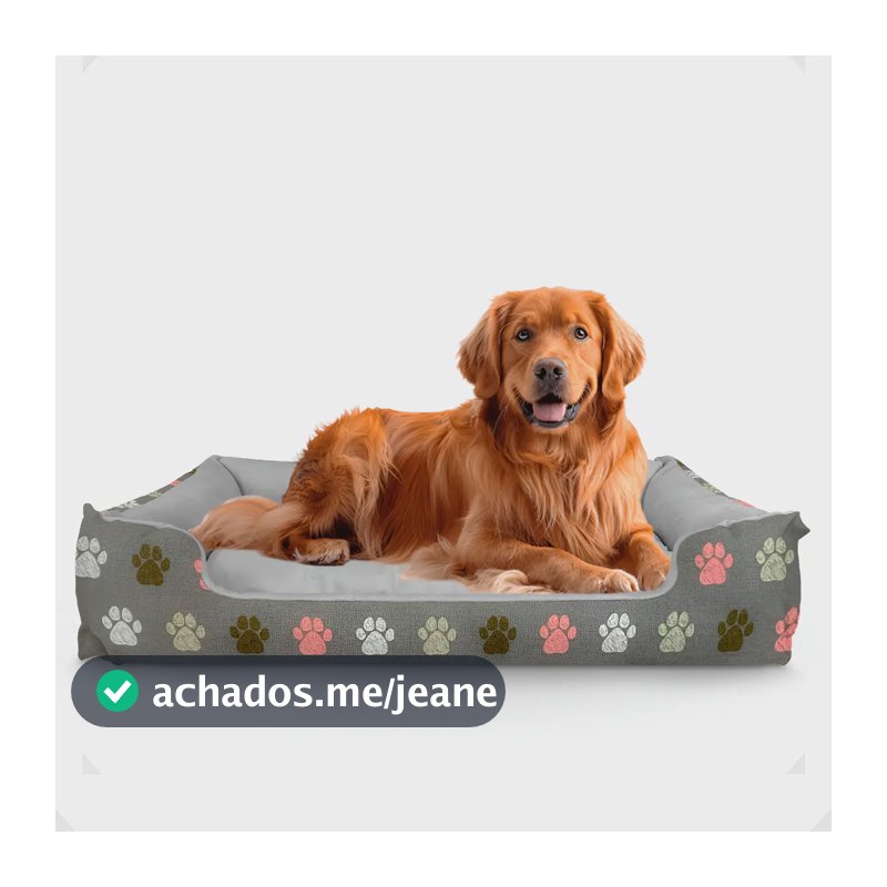 Cama Pet Extra Grande Xg Lavável Cachorro Porte Grande Cor Pata Cinza