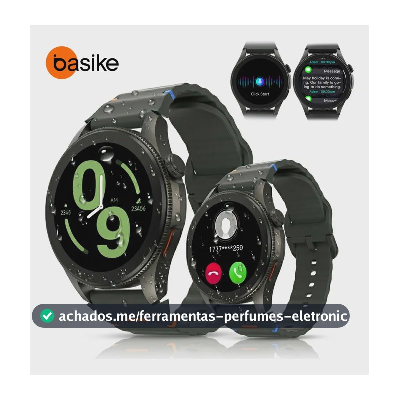 Basike 1.43'' IA Relógio Smartwatch Redondo Masculino E Feminino Com Gps, Chatgpt,assistente De Voz, Chamadas Bluetooth, Mercado De Ações,rfc,resistência À Água 3atm, 100 + Modos De Esporte Etc. Verde