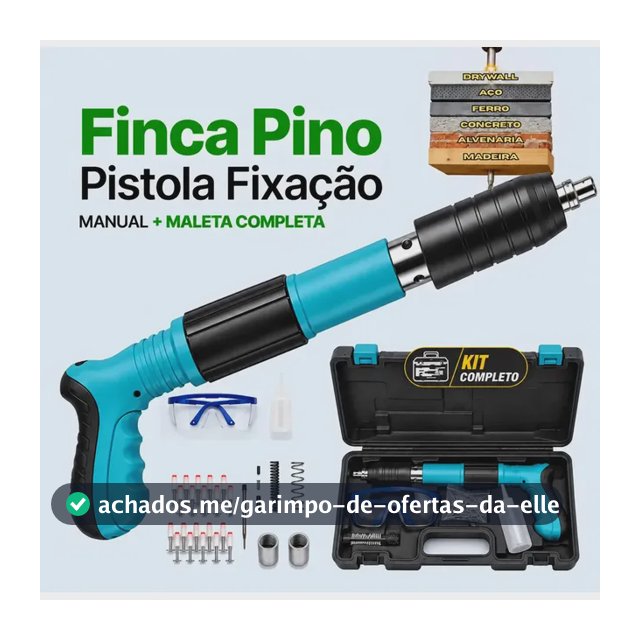 Pistola Fixação Finca Pino Ação Direta Pregos + Maleta Epi Pinador Pregador Grampeador Rebitador De Prego Pressão Manual Ferramenta Para Drywal Gesso Concreto Aço Parede Forro Pvc Grampo Kit Premium