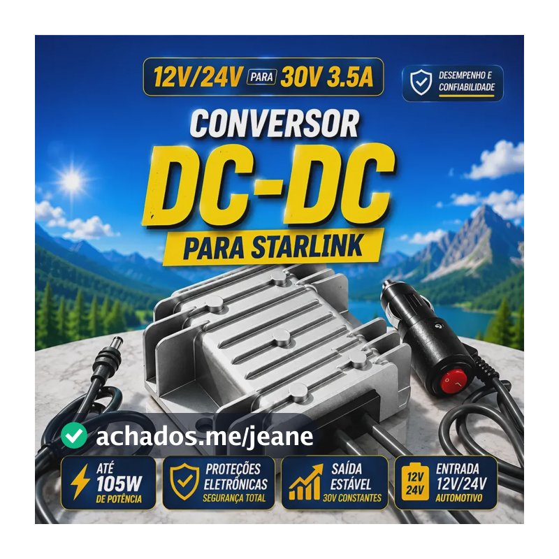 Cabo 2m Conversor Starlink Mini De 12/24v Para 30v Veicular