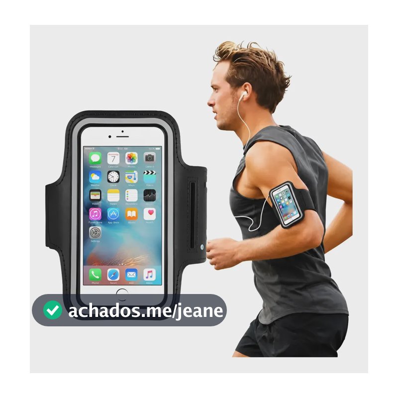 Braçadeira Suporte Porta Celular Braço Corrida Academia Fit Preto