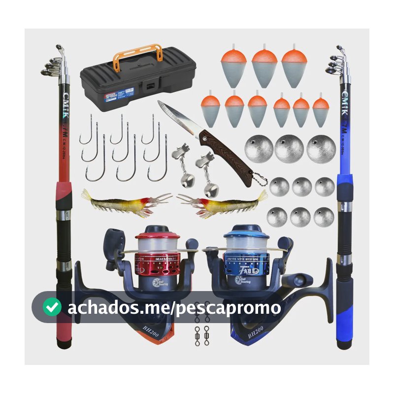 Kit Pesca Completo 2 Varas + 2 Molinetes E Acessórios