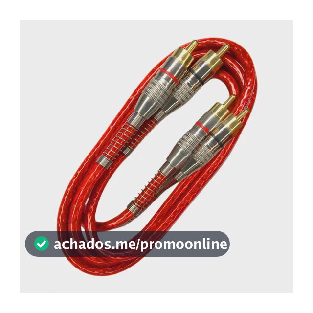 Cabo Rca Blindado 1 Metro 5mm Conector Metal Som Automotivo Vermelho