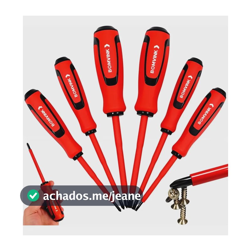 Jogo Chaves Fenda E Philips Isoladas Eletricista Imã 6 Peças
