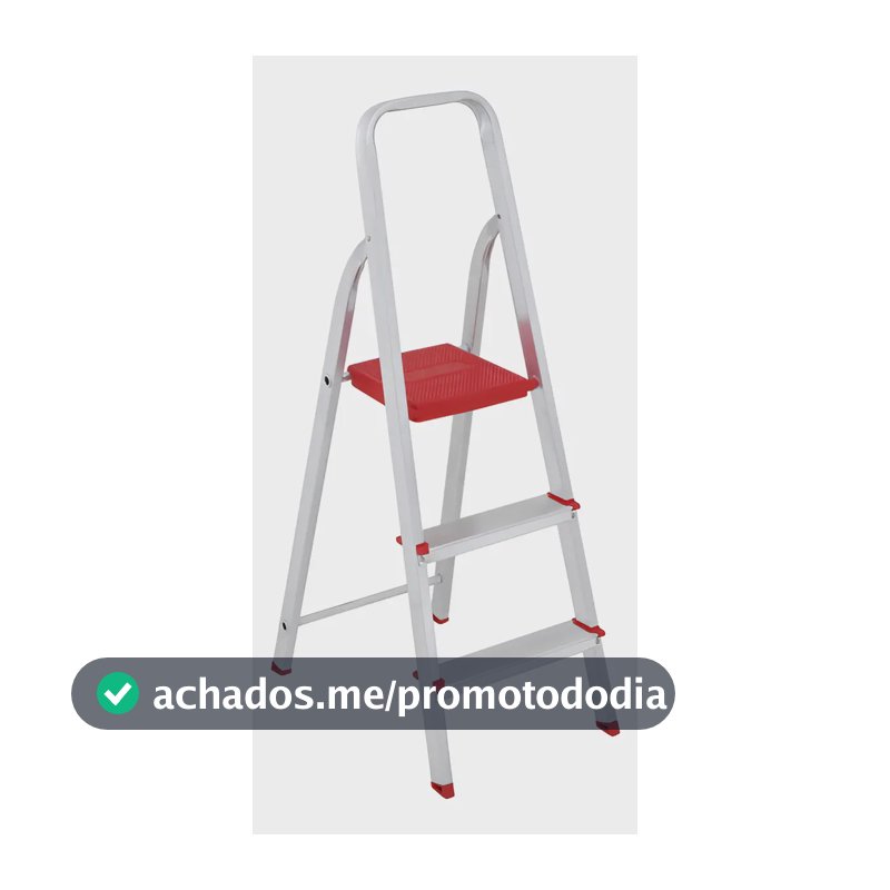 Escada De Alumínio Dobrável Compacta com 3 Degraus - Botafogo - Leve e Resistente
