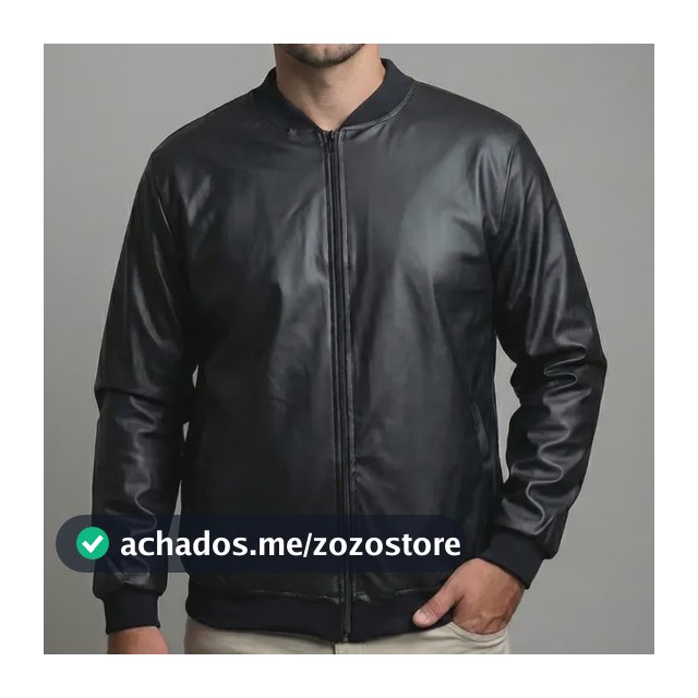 Jaqueta Bomber Courino Masculina Preta Com Zíper