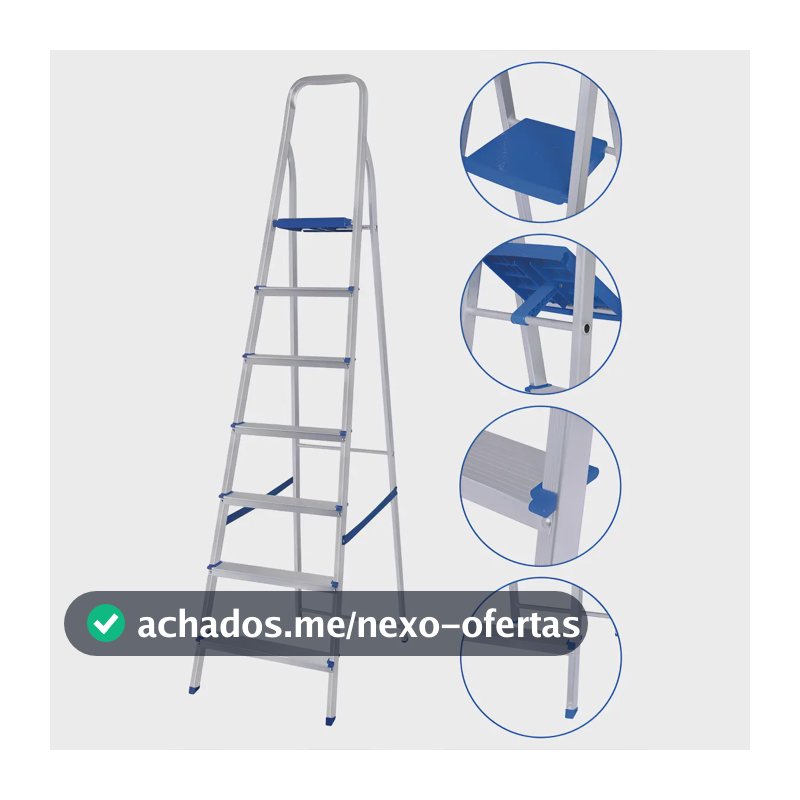 Escada Mor De 7 Degraus Mor Reforçada Tesoura