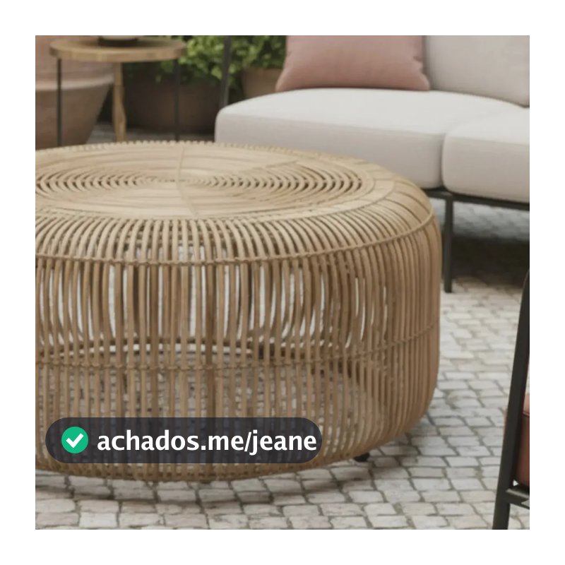 Mesa Centro Laiso Rattan Trançado Bahali 60x40cm