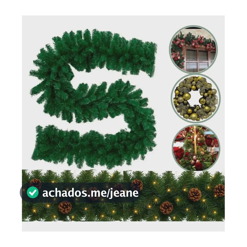 Festão Aramado Decoração Natal Flexivel Gigante Luxo Premium Green