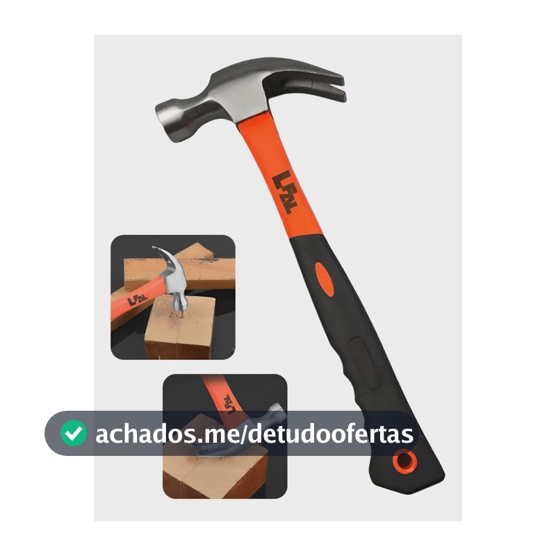 Martelo De Prego Profissional Tipo Unha Cabeça Em Aço Cabo Fibra Emborrachado Resistente Ferramenta Portátil E Multifuncional Construção Obra Casa Pedreiro Carpinteiro Serralheiro Reforma Marca Lfal