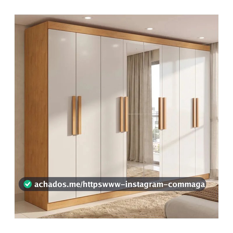 Guarda-roupa Móveis Lopas Easy Slim 8 Portas com 2 Espelhos
