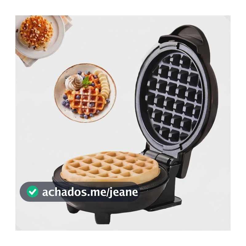 Máquina De Fazer Waffle Mini Grill Panqueca Elétrica Preta 220alinea
