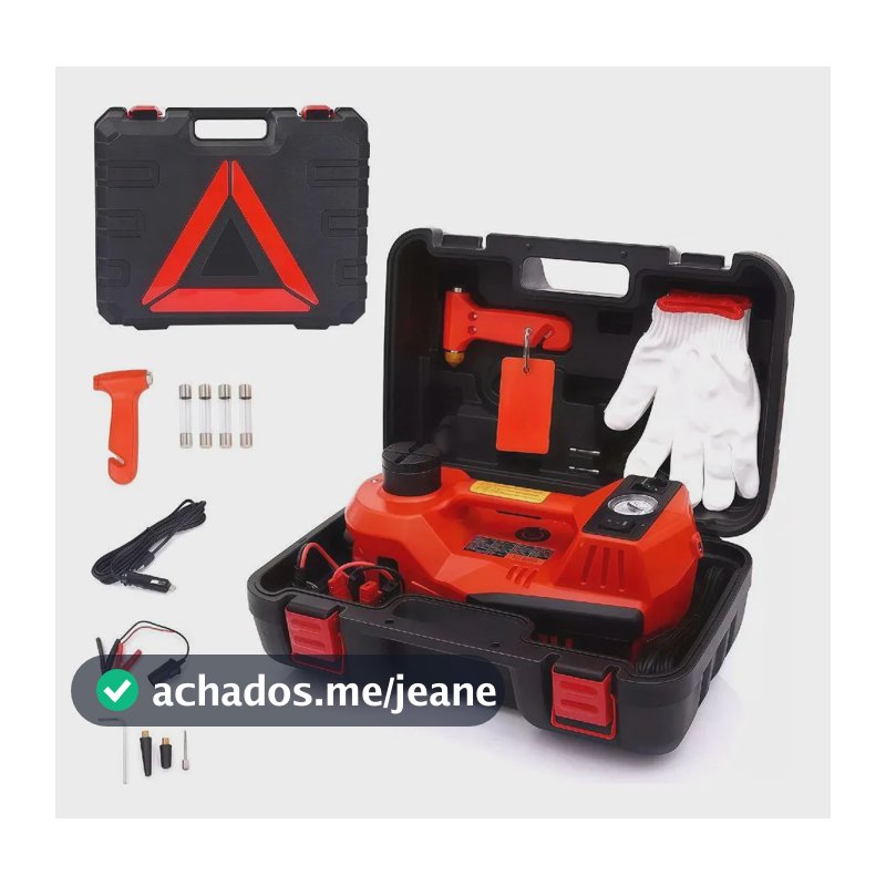Kit Macaco Hidráulico Elétrico 5t 12v Bomba Inflável Com Led Versão Digital