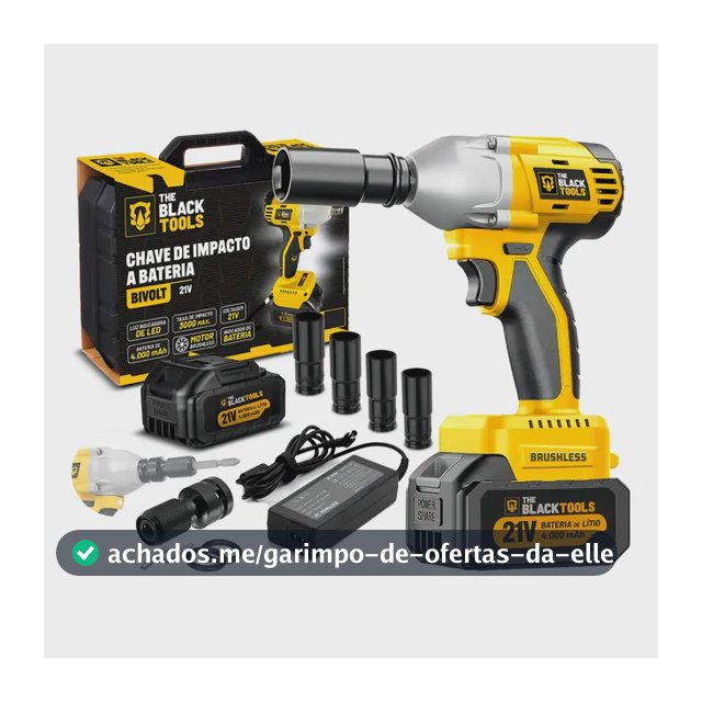 Chave De Impacto A Bateria 21v 4000mah Motor Brushless Com Maleta E Acessorios The Black Tools