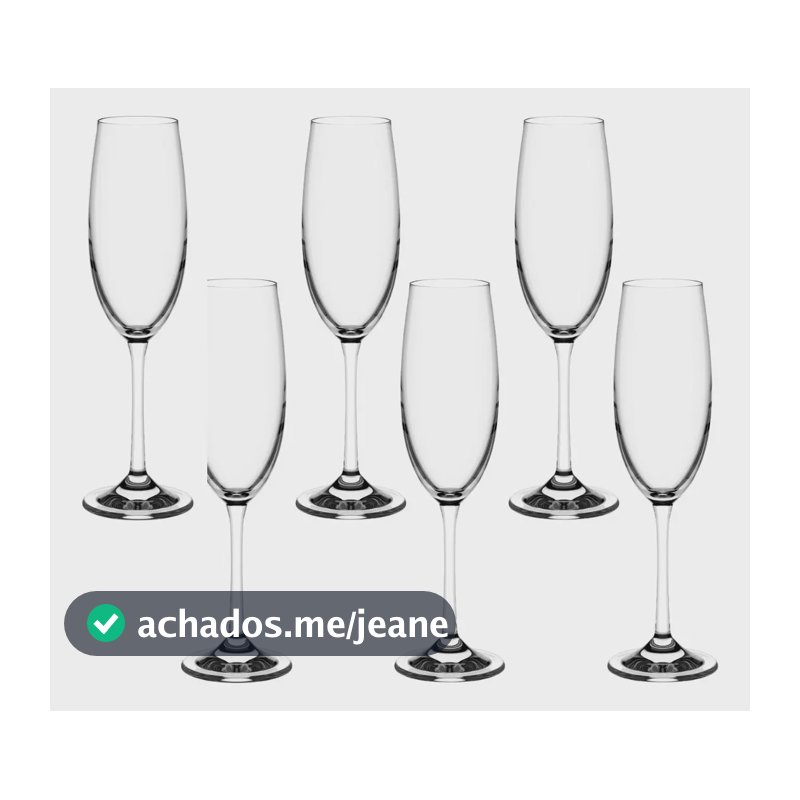 Jogo De 6 Taças Cristal Bohemia Espumante 220ml Sense Haus