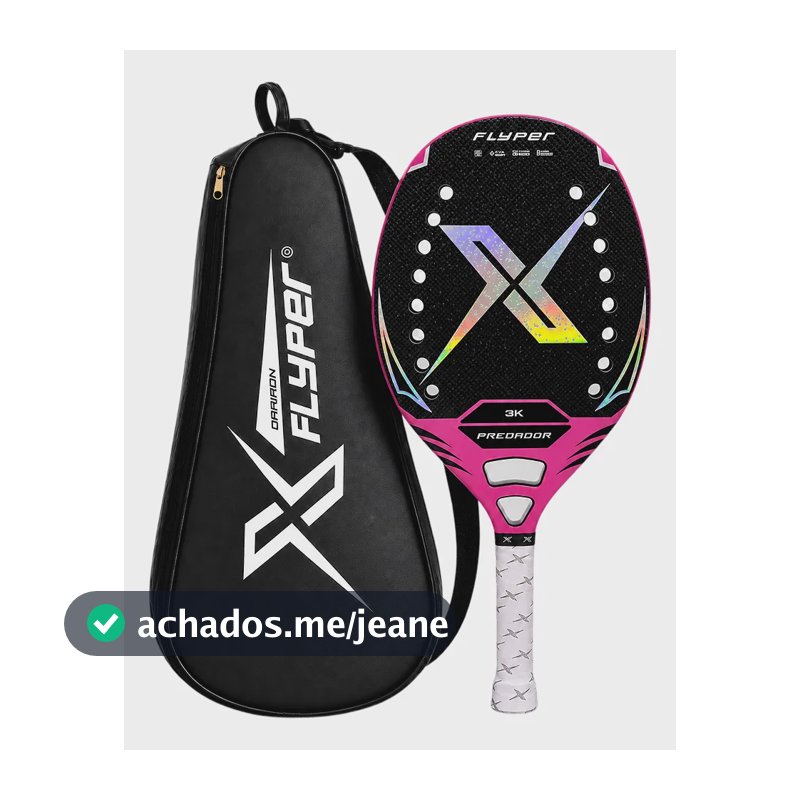 Raquete Beach Tennis Predador Carbono 3k Pro 315g Flyper Predadaor. Rosa