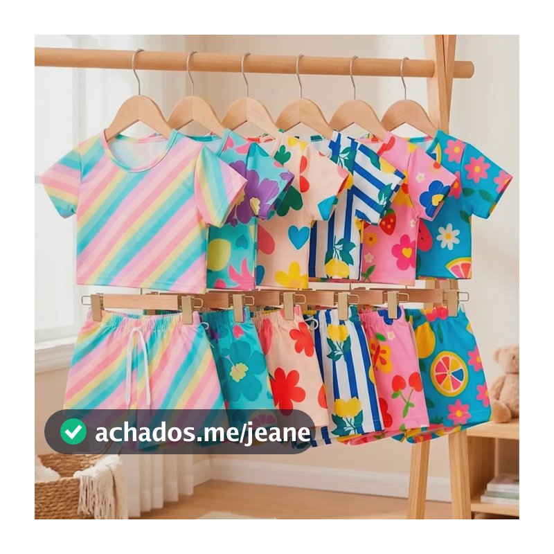 Kit 4 Peças De Roupa Infantil Menina Cropped E Shorts Verão Kit 2 Conjuntos Sortidos 6 - Veste 4/5 Anos