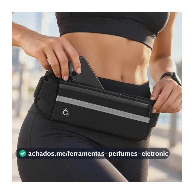 Pochete Corrida Slim Impermeável Porta Celular Para Treino Academia Caminhada Fitness Running Ajustável Estocasa Preta Doleira Viagem