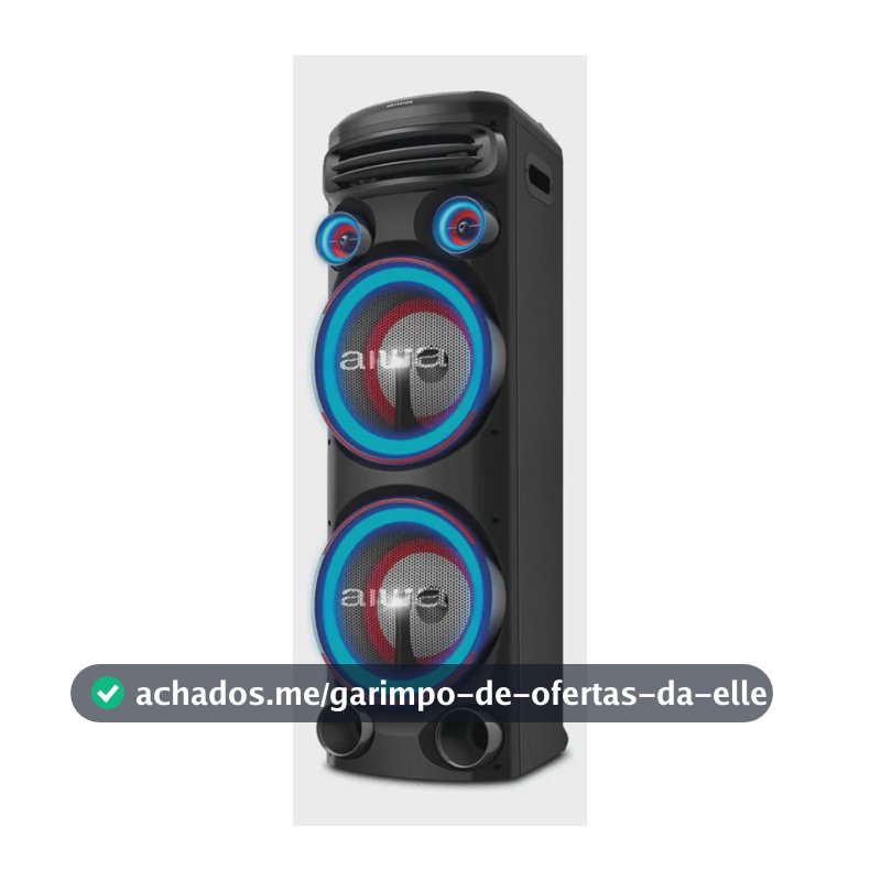 Torre de Som AIWA T2W-02 2300W 2Woofers10" Bluetooth RGB USB FM DJ