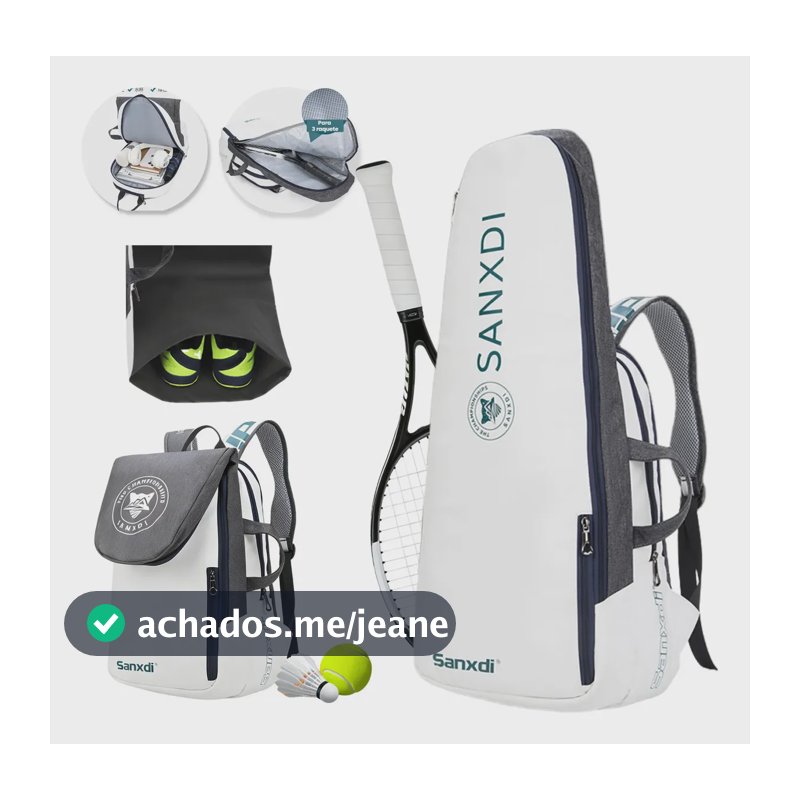 Mochila Bolsa Raqueteira Capa Raquete Tenis Beach 70cm Alto Cinza 50l