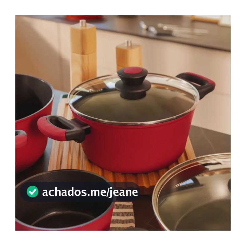 Caçarola Antiaderente Indução Everyday Vermelho 20cm Oxford Vermelho/preto
