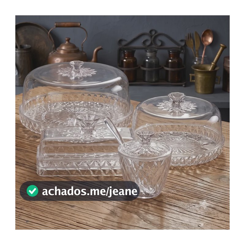 Kit Boleira C/tampa,mesa Posta,glamour, Plasutil Transparente