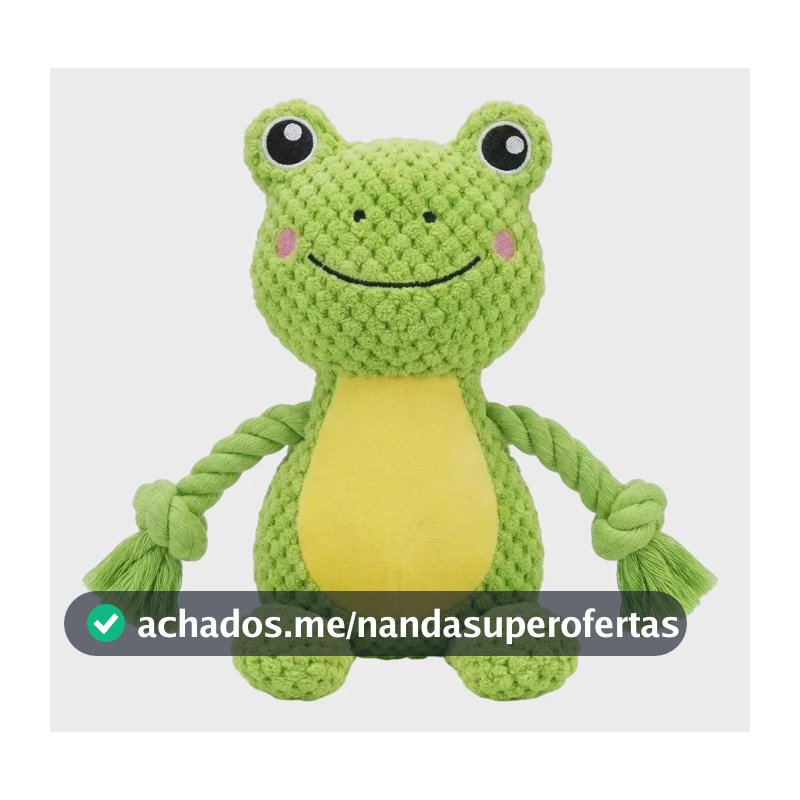 Brinquedo Coelho Pelúcia C/ Corda P/ Cães | Tecido Abacaxi A Verde