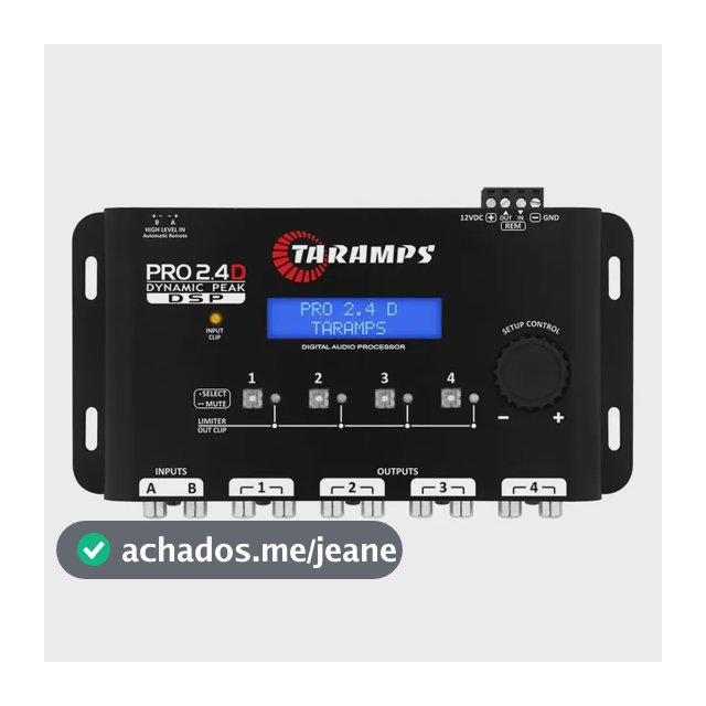 Processador De Audio Digital Taramps Pro 2.4D Equalizador 2 Entradas 4 Saidas 12v Crossover Som Automotivo 4 Vias
