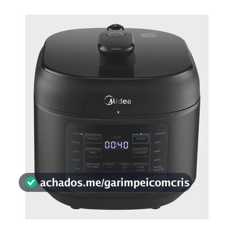 Panela De Pressão Elétrica 5l Nutripro Preta Midea Cor Preto