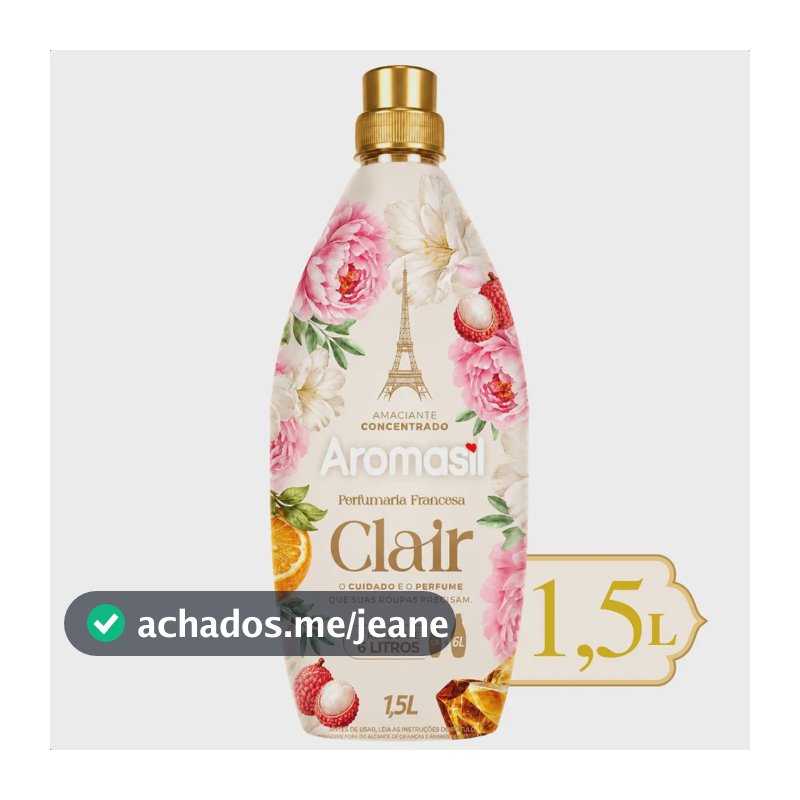 Amaciante de Roupas Concentrado Aromasil Clair, com Perfume Francês Duradouro, 1.5 L