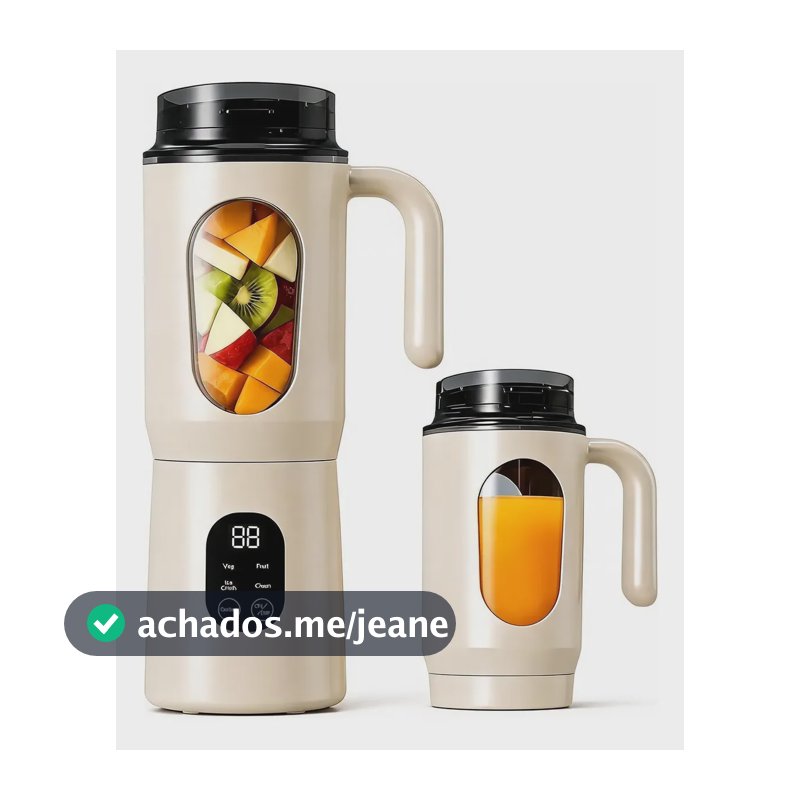 Liquidificador Portátil 2 Em 1 580ml Display Led 4 Funções Branco 127/220v